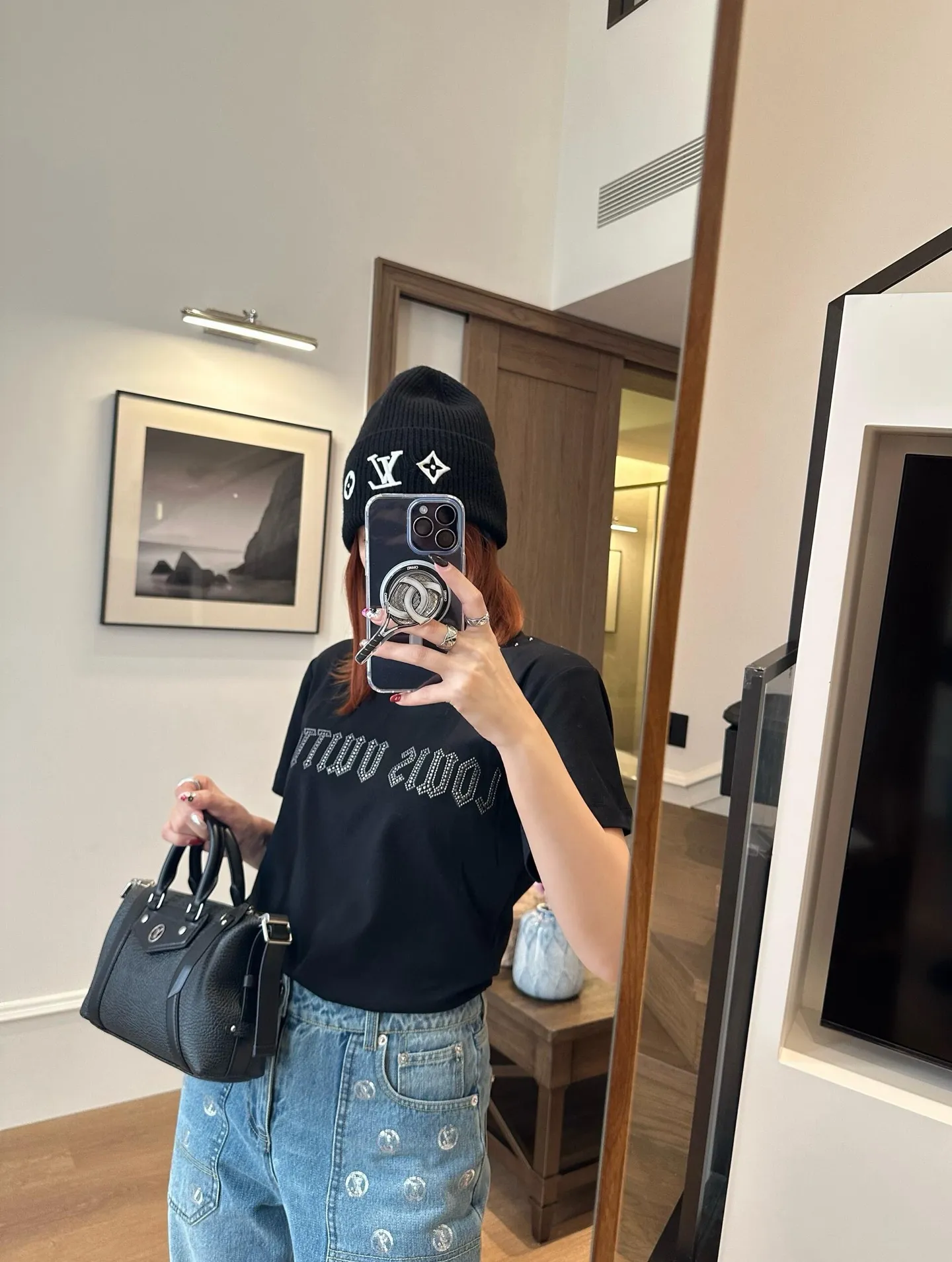 Louis Vuitton/Louis Vuitton 26ss rivet letter logo short sleeves